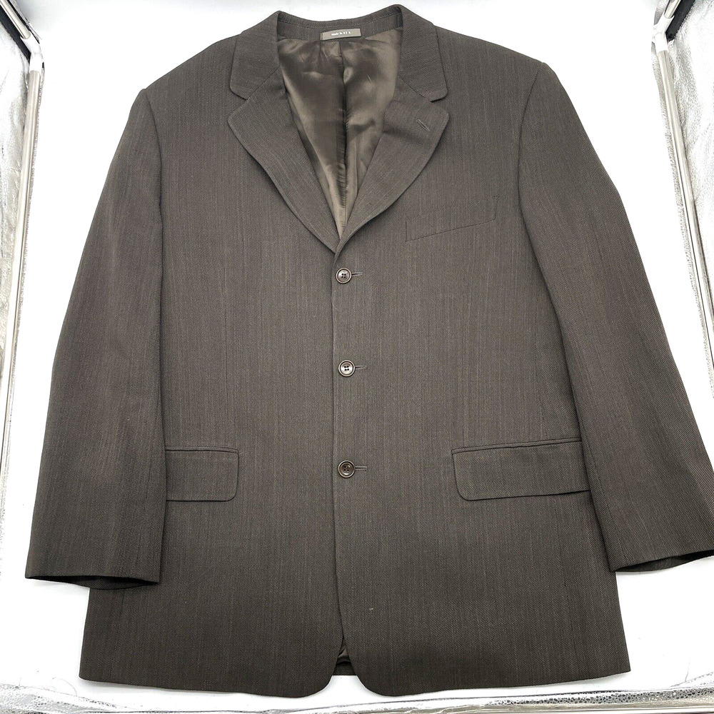 Vintage 90s Calvin Klein USA Brown 100% Wool Twill Single Breasted Blazer 42S
